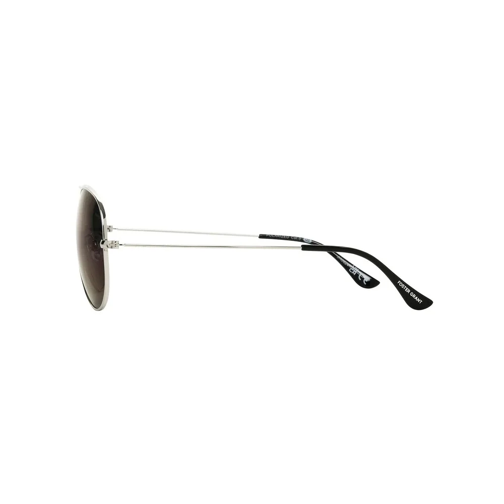 Foster Grant Sunglasses Men Polarized Aviator Silver Blue Mirrored‎ SR1124 FF09